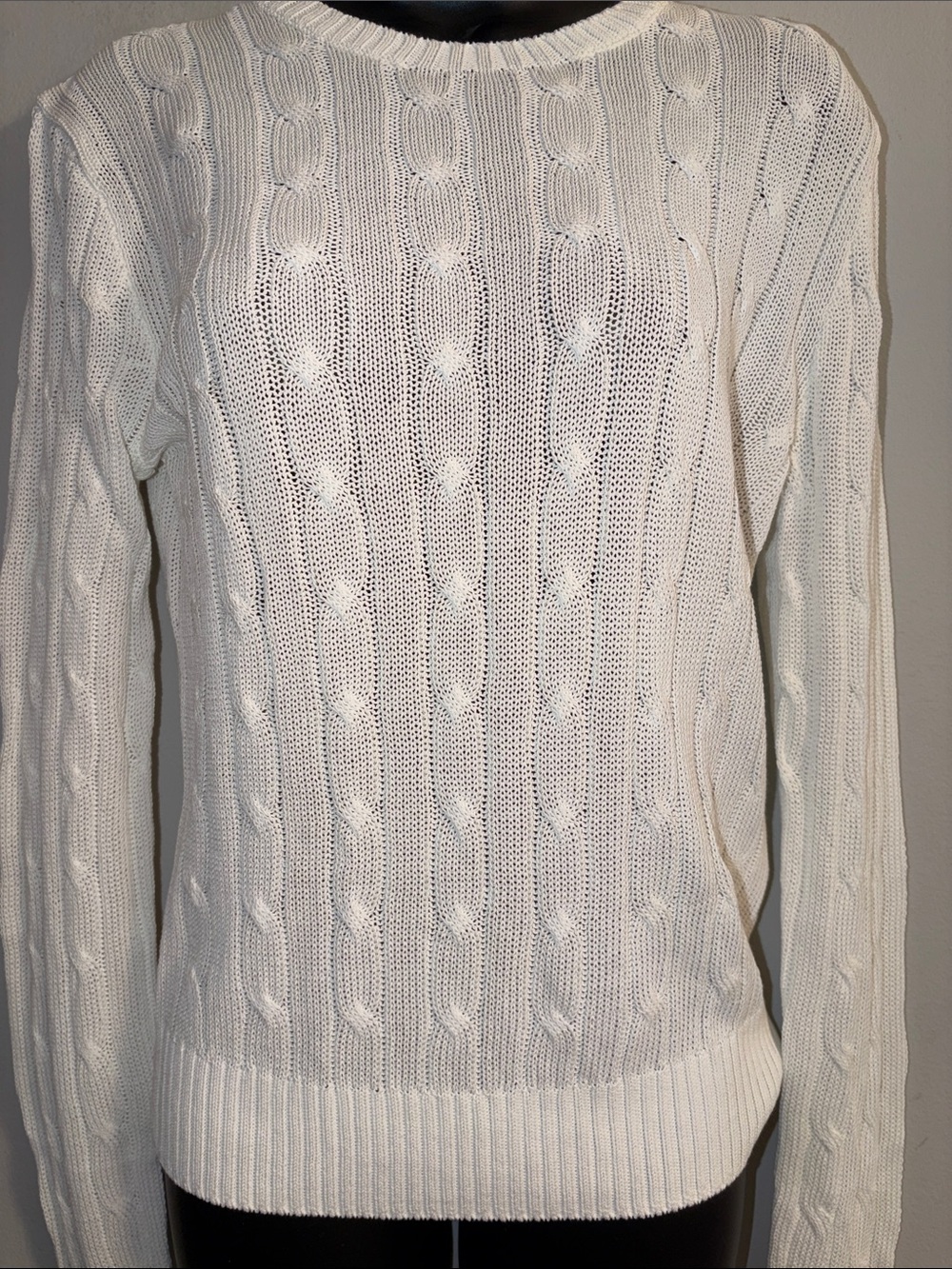 Polo by Ralph Lauren White Cable-Knit Crew Sweater